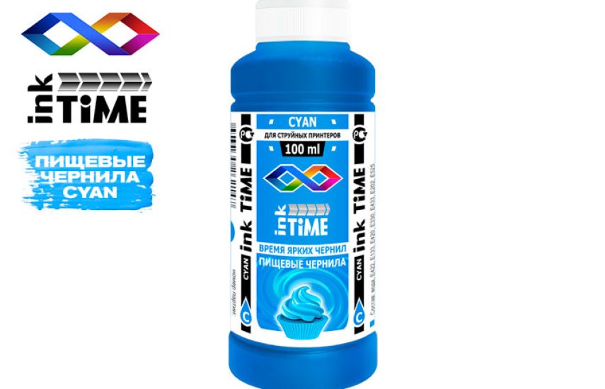 Чернила Пищевые InkTIme, Cyan (Голубой) 100 мл.
